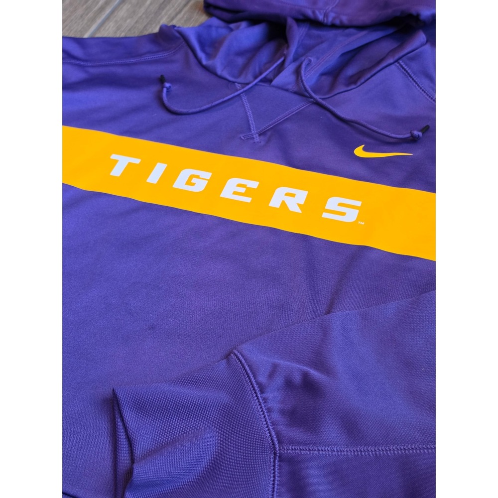 Nike LSU Tigers Hoodie Mens XXL Purple Gold Therma-FIT Sweatshirt 926740-545